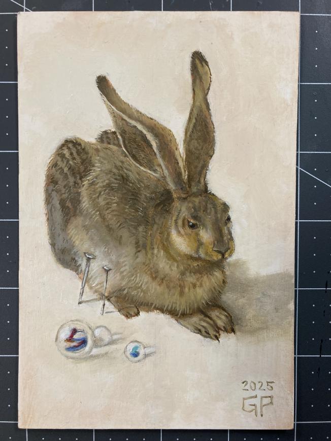 detail for Young Hare (After Albrecht Dürer)